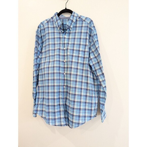 J McLaughlin Mens Blue‎ Plaid Button Up Shirt XL - Picture 2 of 10